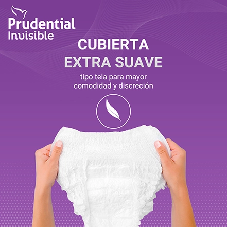 Prudential Invisible con cubierta extra suave tipo tela par mayor comodidad y discreción