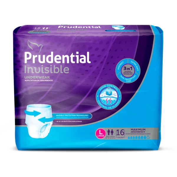 Prudential Invisible - Ropa Interior absorbente - Pañal para adulto tipo calzón